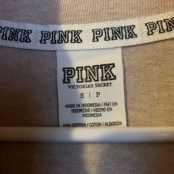 Victoria's Secret PINK Half Zip Heather Beige Tan Pullover Sweatshirt Sm… - Picture 7 of 12